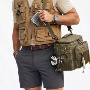 Huk Gray Men's Fishing Shorts, 32” waist